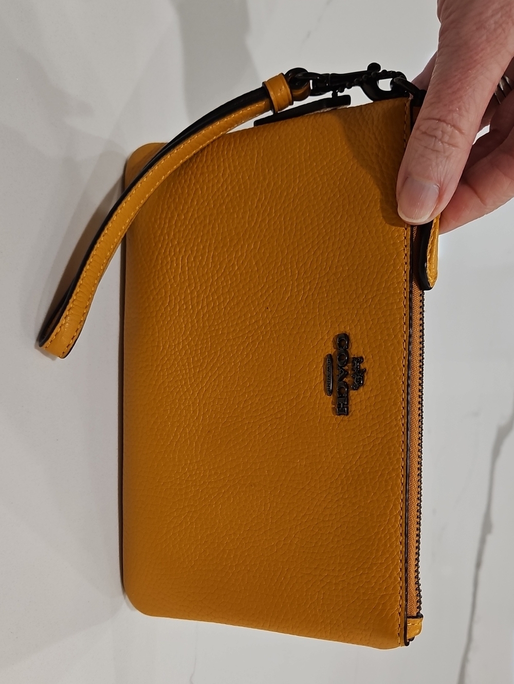 Coach Yellow Pebbled Leather Wristlet